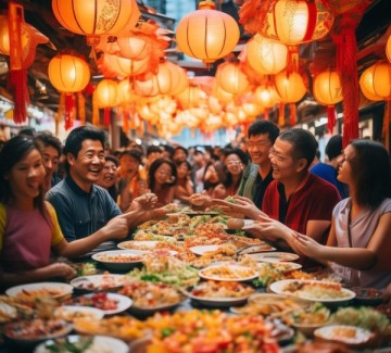 国庆节餐饮节，欢乐喜庆，幸福生活